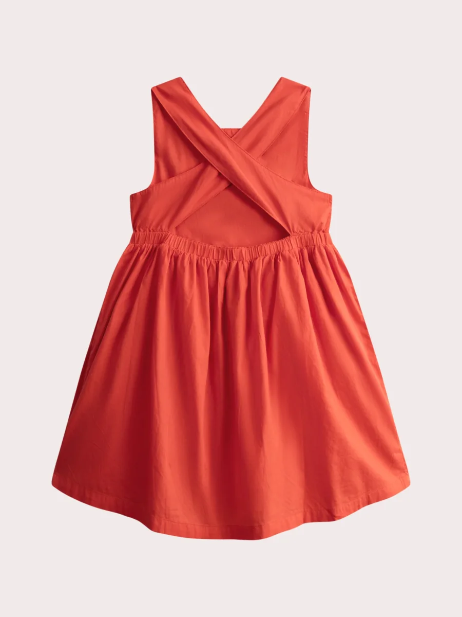 Robe orangée brodée croisée dans le dos - Image 4