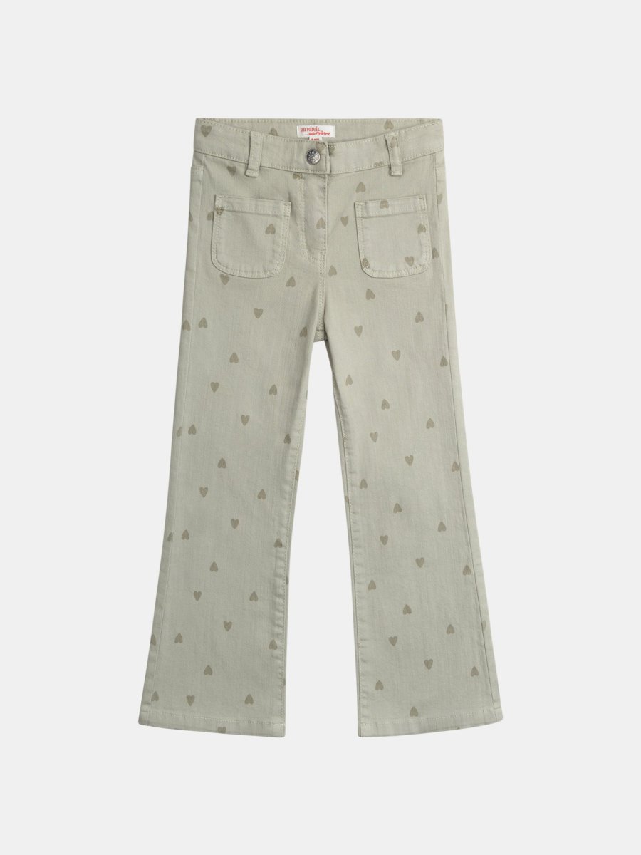 Calças kaki com estampa de coração para menina - Image 2