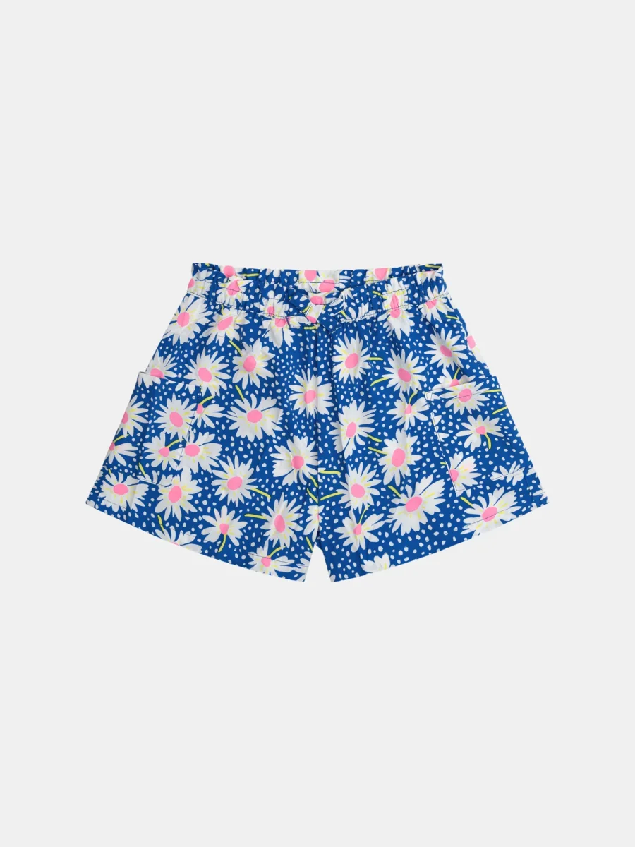 Calções azuis marinhos com estampado de flores para meninas - Image 2