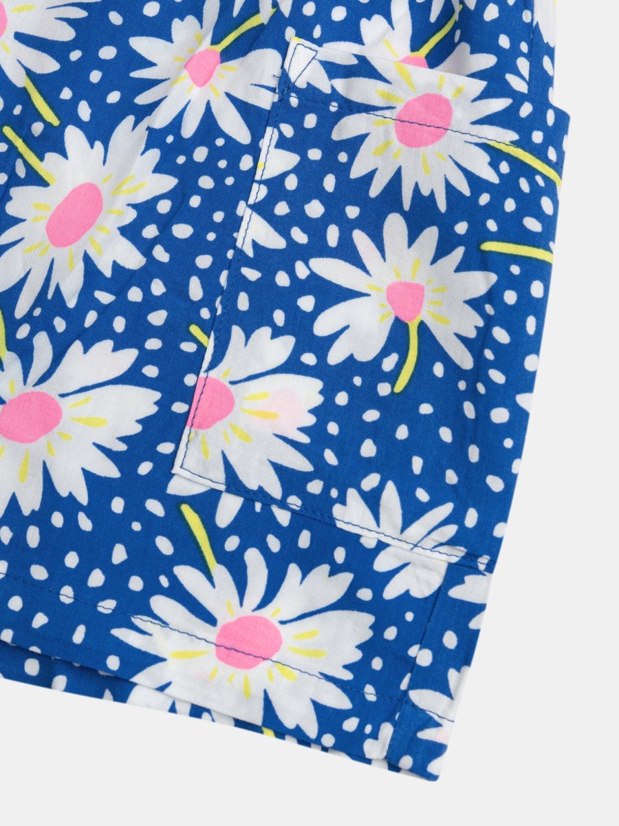 Calções azuis marinhos com estampado de flores para meninas - Image 5