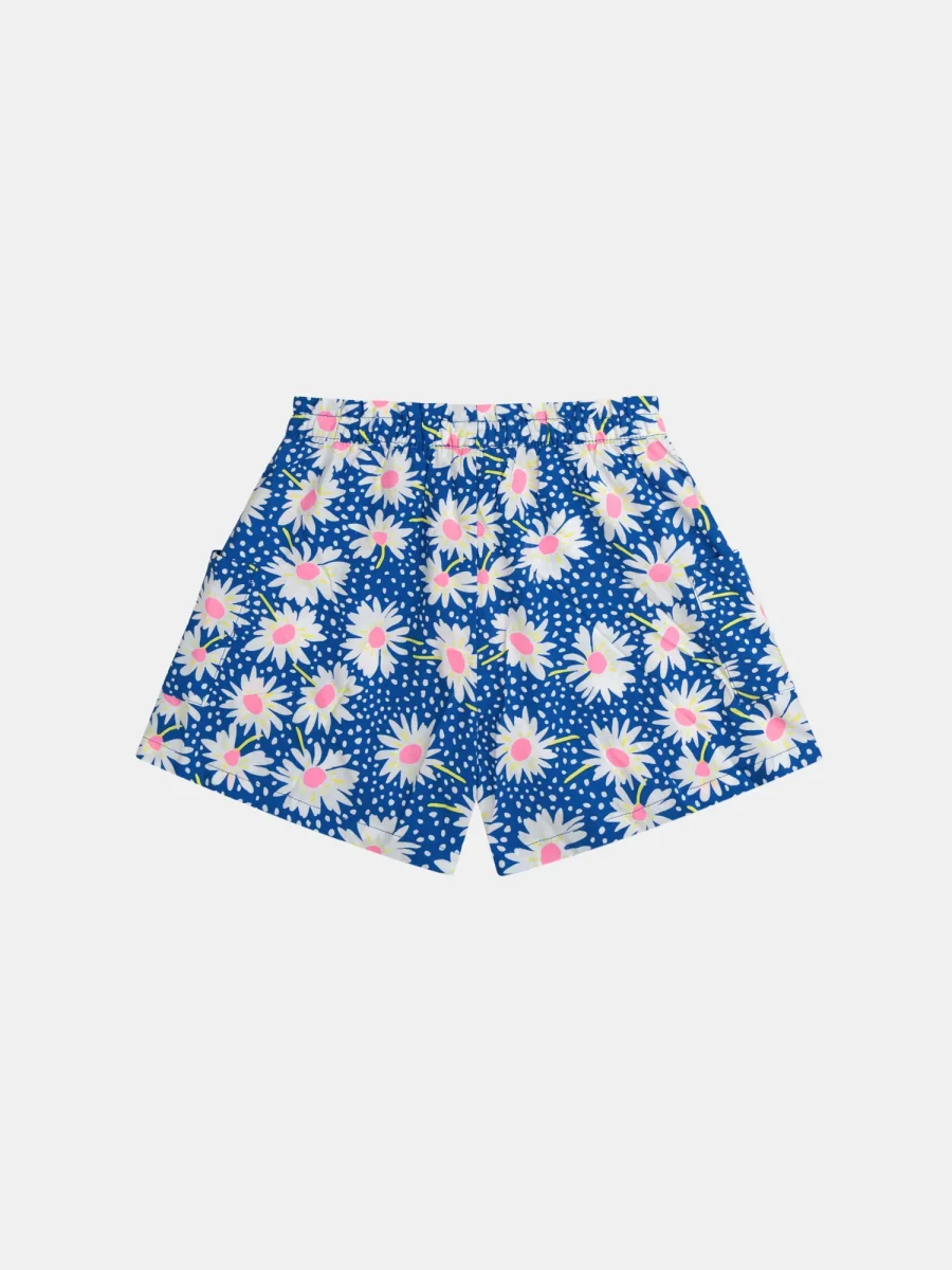 Calções azuis marinhos com estampado de flores para meninas - Image 6