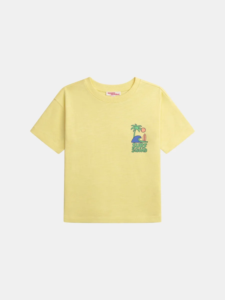 T-shirt amarela de mangas curtas com animação de surf para rapazes - Image 2