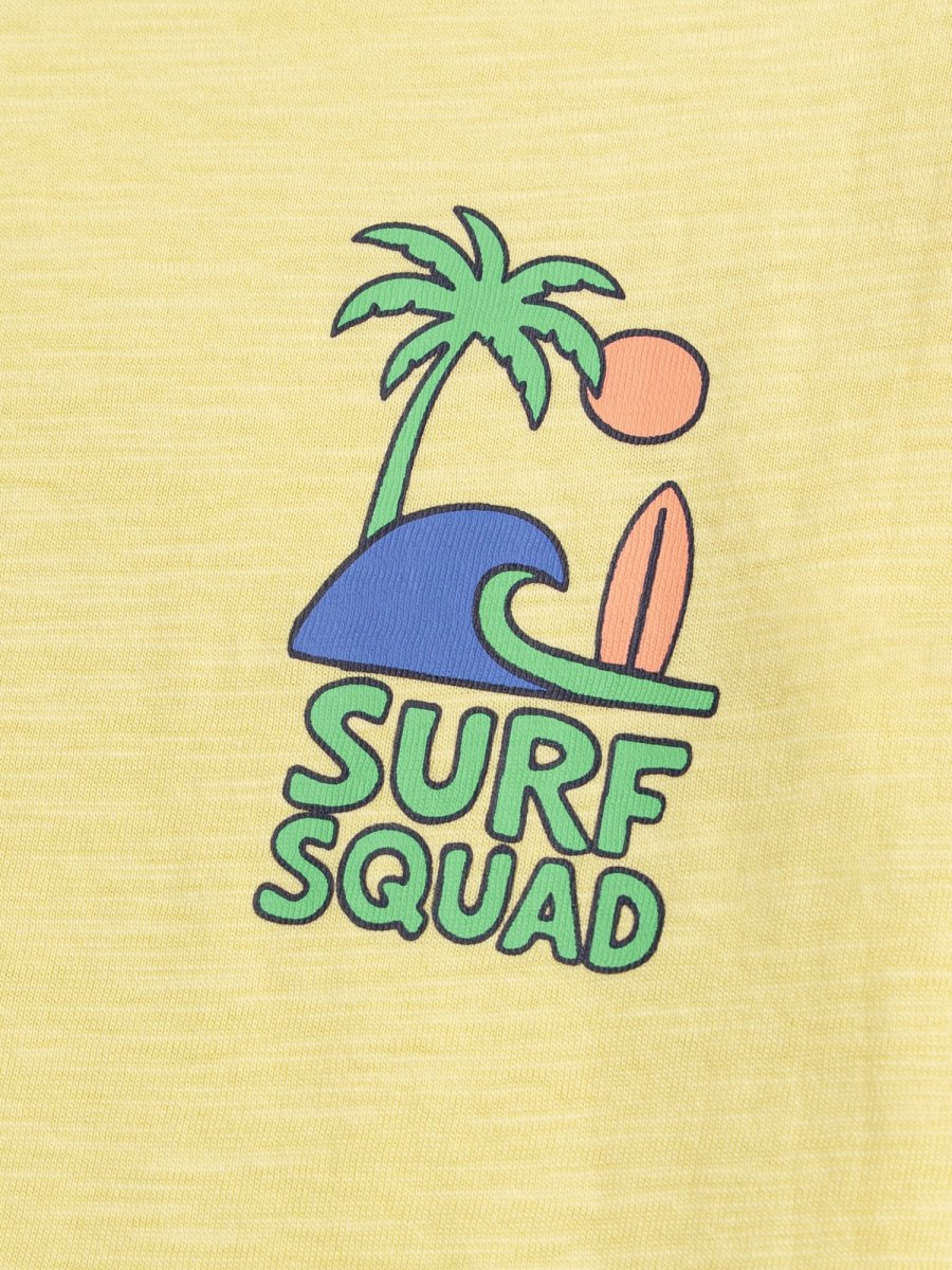 T-shirt amarela de mangas curtas com animação de surf para rapazes - Image 5