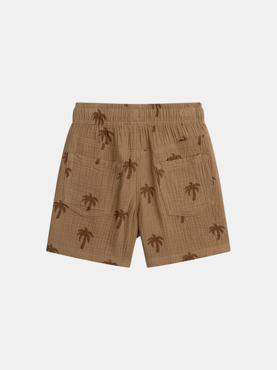 Bermuda castanho com estampado de palmeiras para rapazes - Image 7