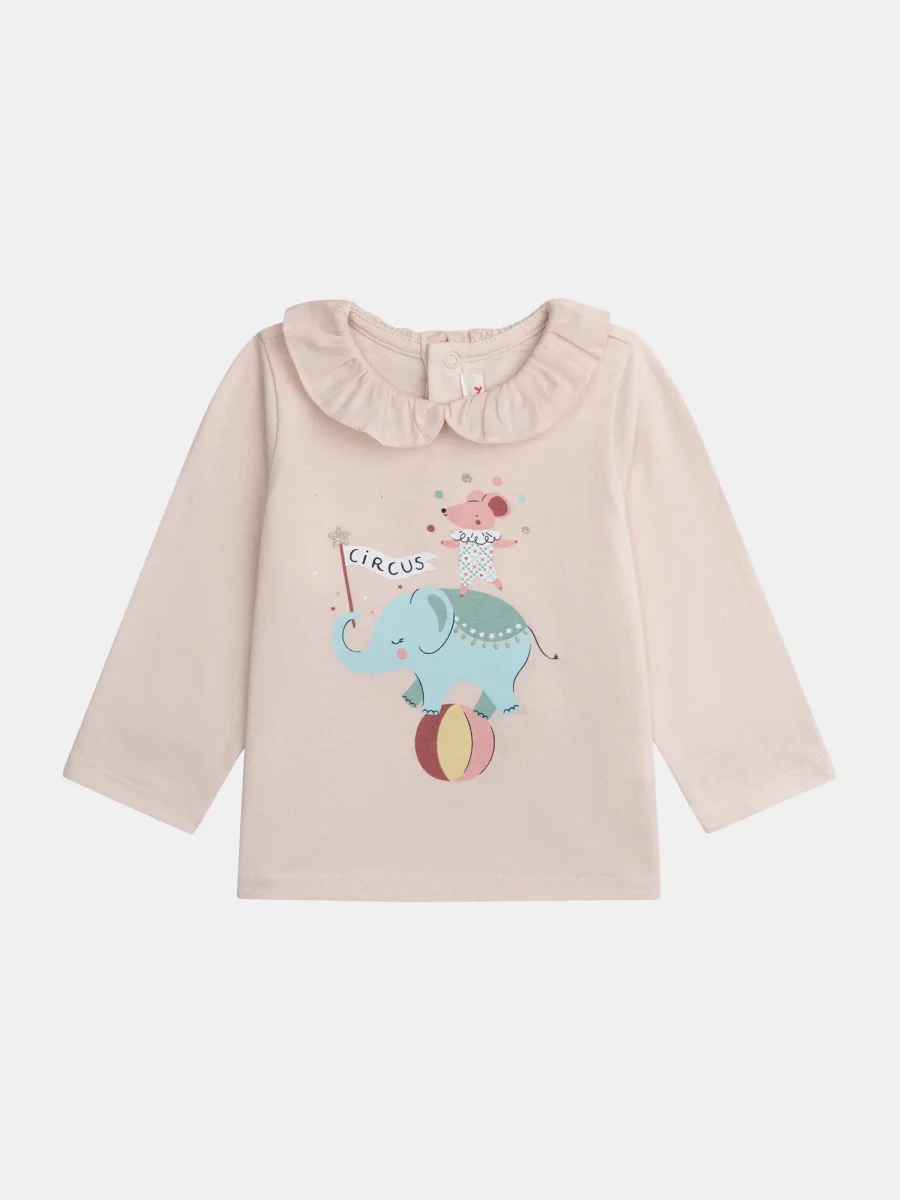Bralete com Gola Ondulada Rosa Pálido para Bebé Menina