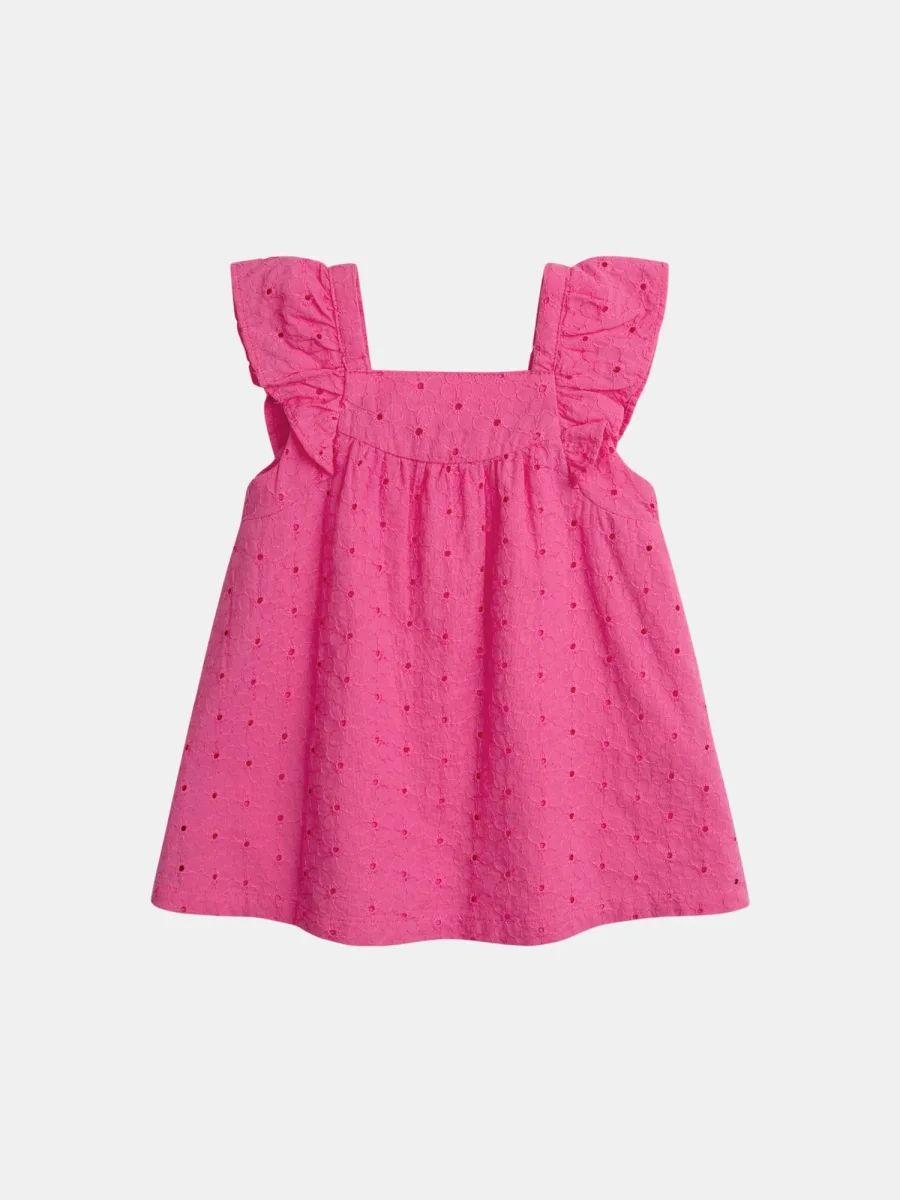 Vestido em bordado inglês rosa para menina bebé - Image 2
