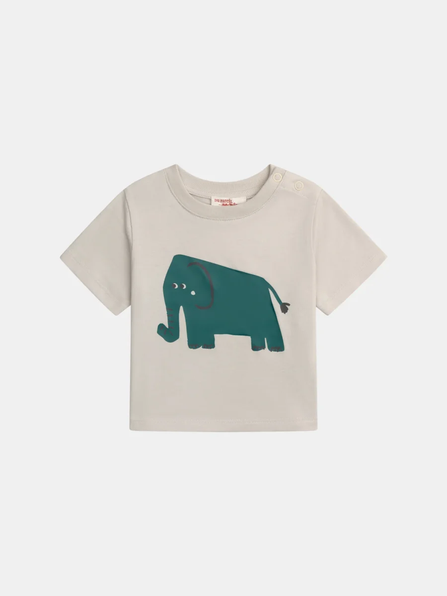 T-shirt bege com padrão de "Elefante" para bebé rapaz - Image 2