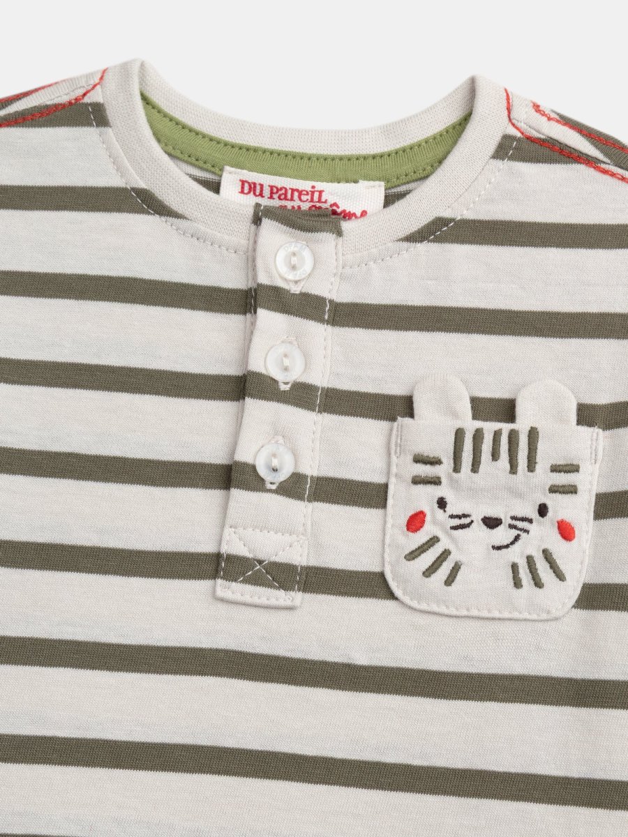 T-shirt riscada bege "Tigre" para menino bebé - Image 6
