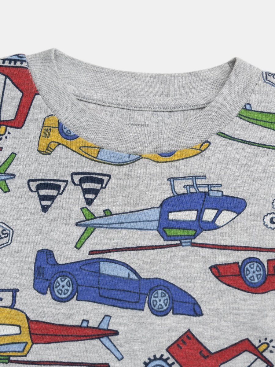 Pijama cinza melange fosforescente com impressão de carros para meninos - Image 6