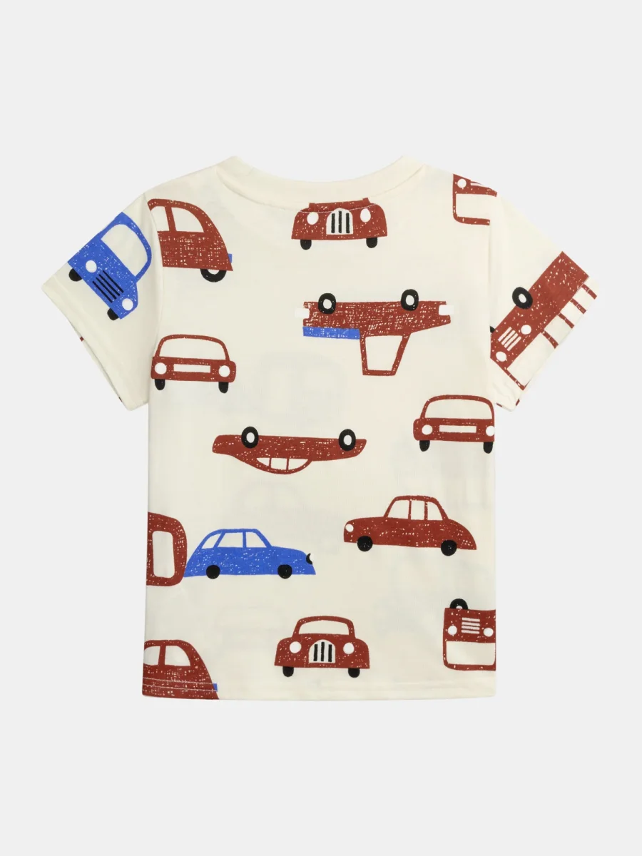 Pijama curto fosforescente com estampa de "Carros Retro" para meninos - Image 6