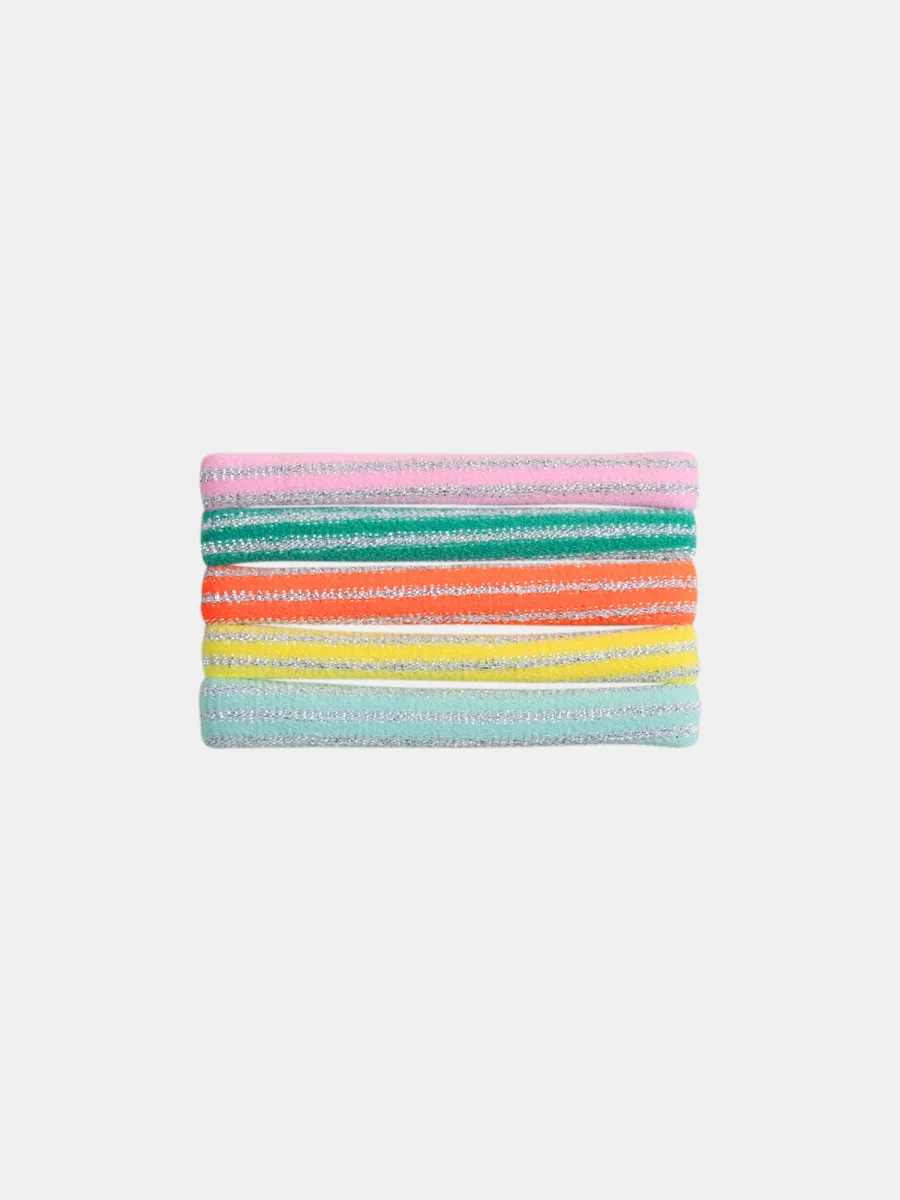 Conjunto de 5 elásticos de cabelo brilhantes para meninas