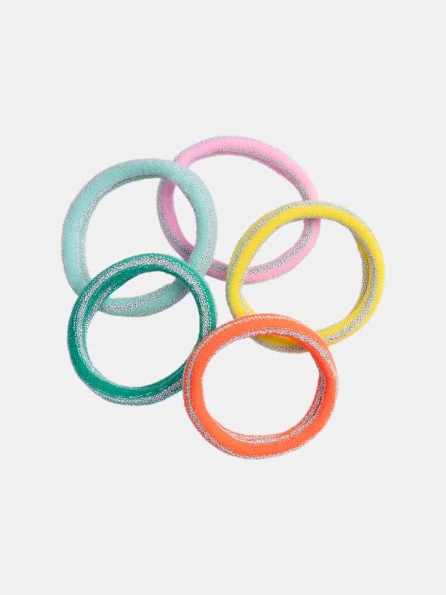 Conjunto de 5 elásticos de cabelo brilhantes para meninas - Image 3