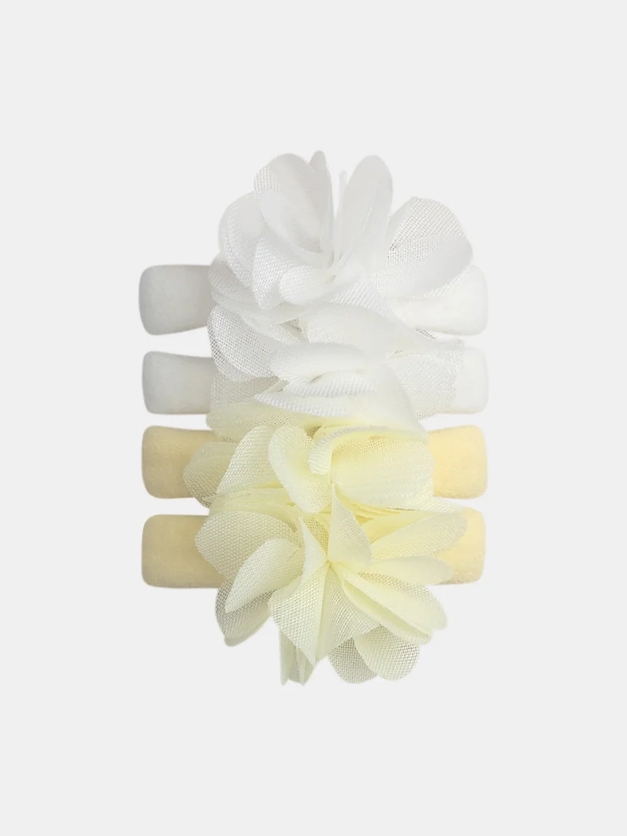 Conjunto de 4 elásticos floridos para meninas