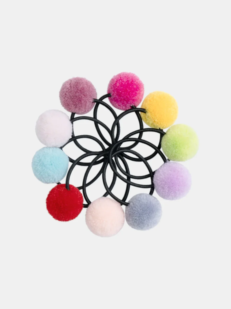 Lot de minis élastiques pompoms pour fille - Image 2