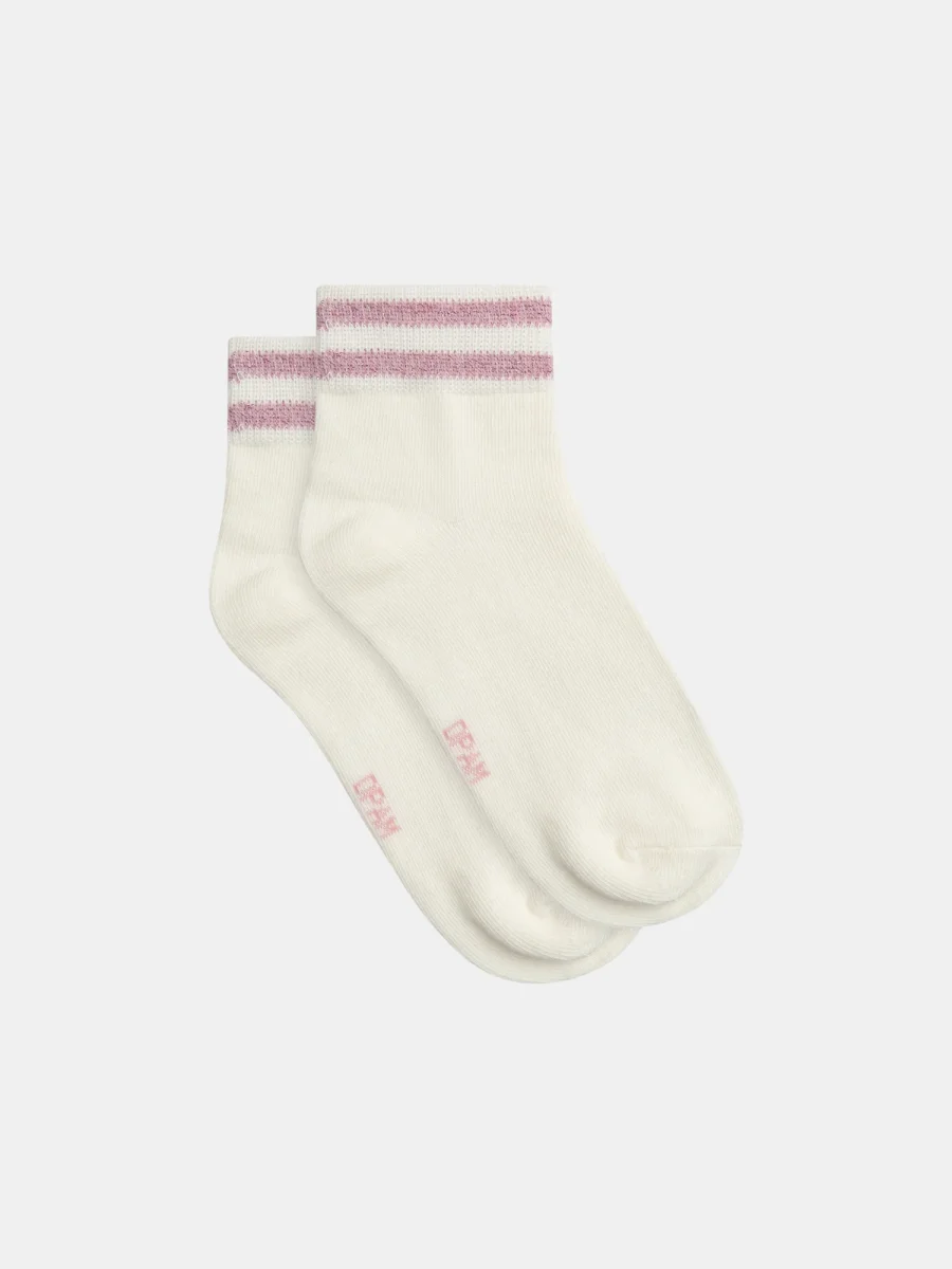 Meias de ténis bege e rosa para meninas - Image 2