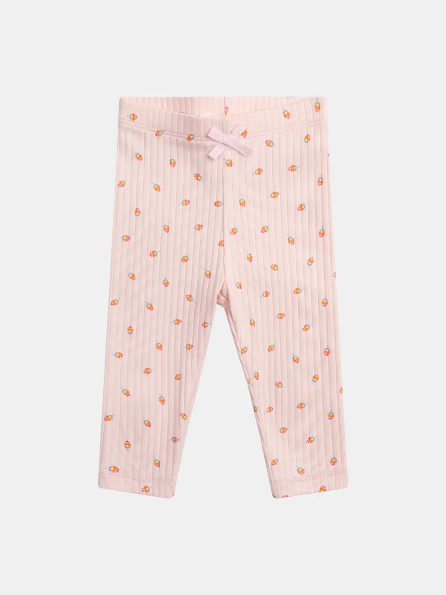 Leggings rosa impressas com flores para meninas bebés - Image 2