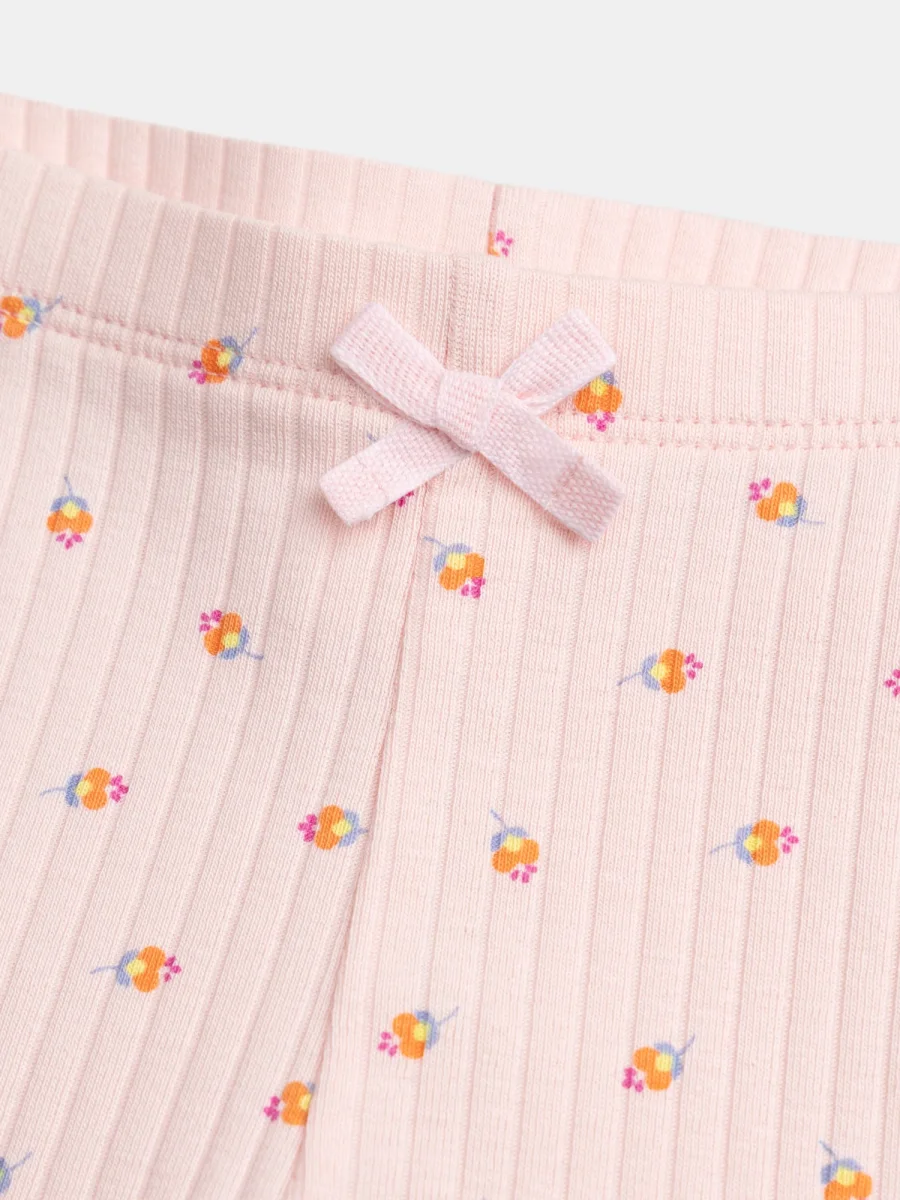 Leggings rosa impressas com flores para meninas bebés - Image 3