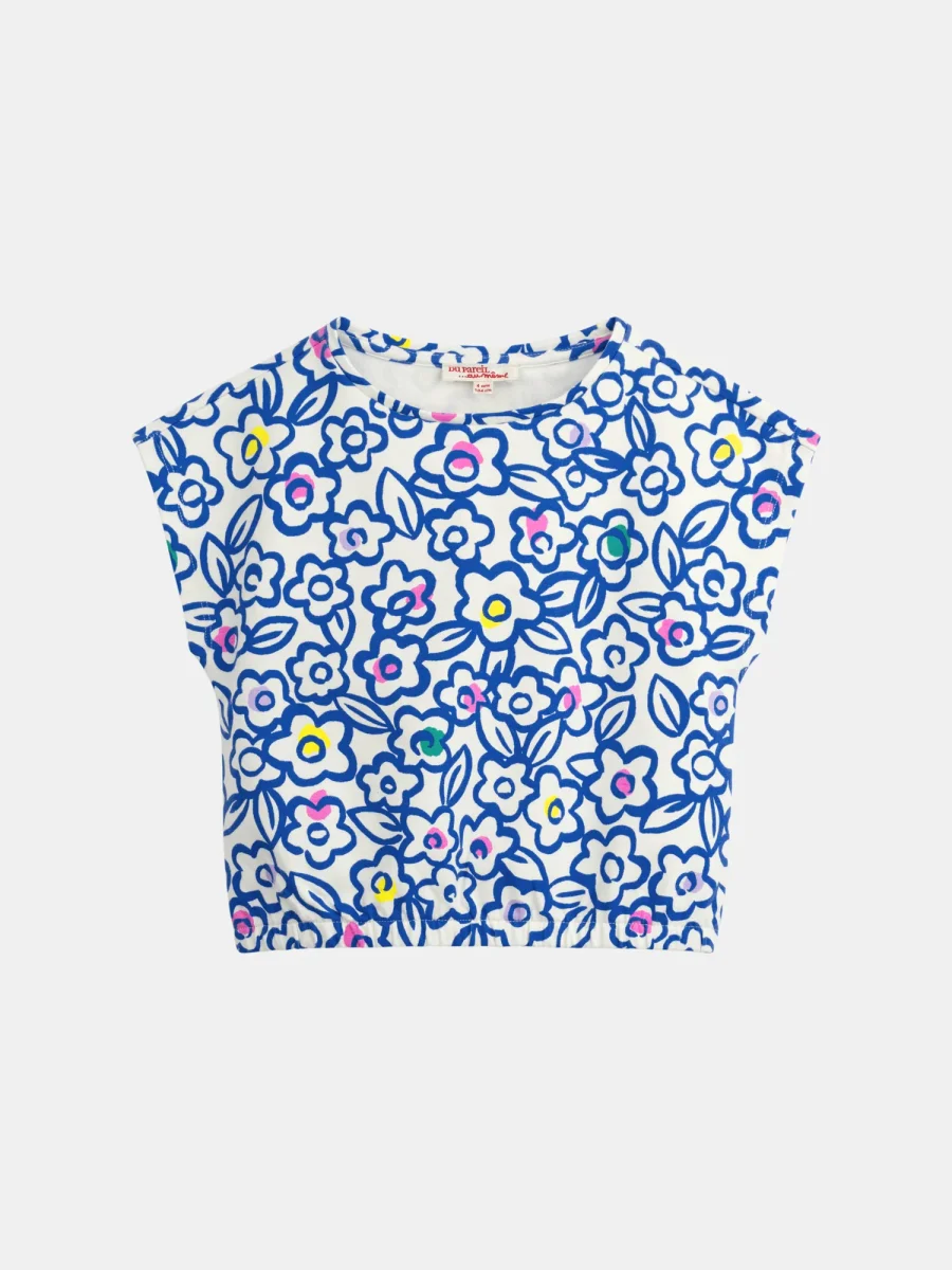 Camiseta ecru com estampa floral para meninas - Image 2