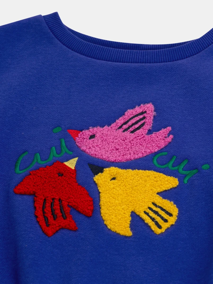 Sweatshirt azul com animação de pássaros para meninas - Image 6