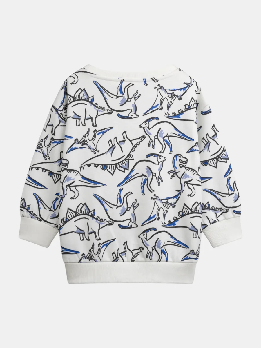 Sweatshirt ecru com estampado de dinossauros para rapazes - Image 7
