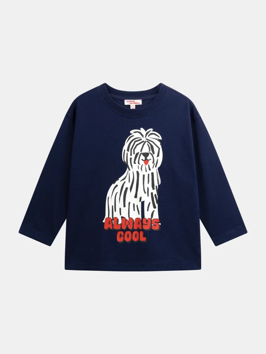 T-shirt azul de mangas longas com animação de cão para menino - Image 2