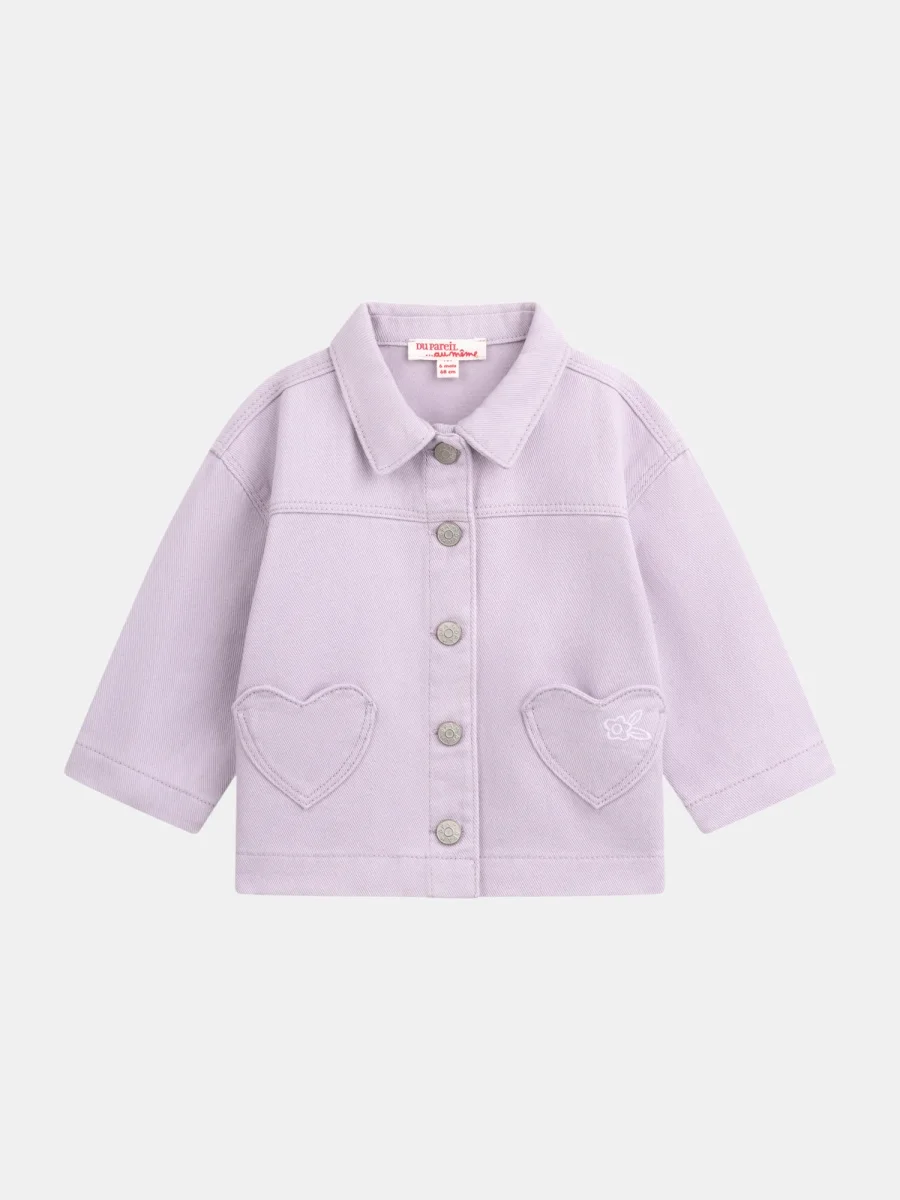 Casaco de twill lavanda com bolsos em forma de coração para bebé - Image 2