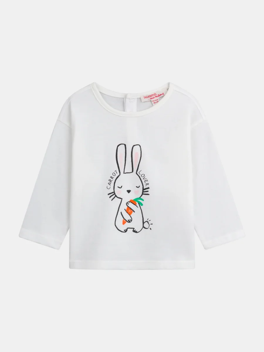 T-shirt ecru "Carrot Lover" para menina