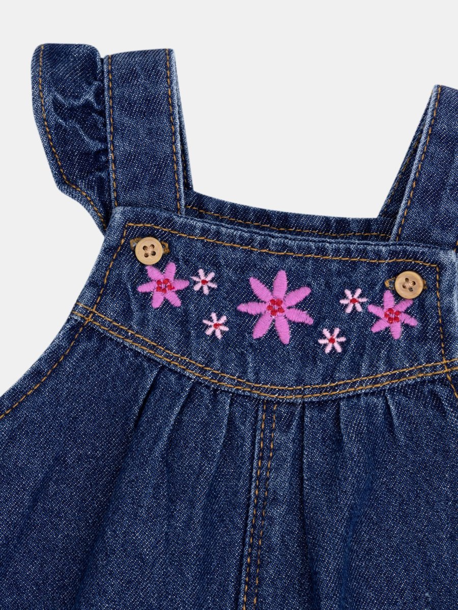 Macaco em denim bordado "ARTY SCHOOL" para menina - Image 6