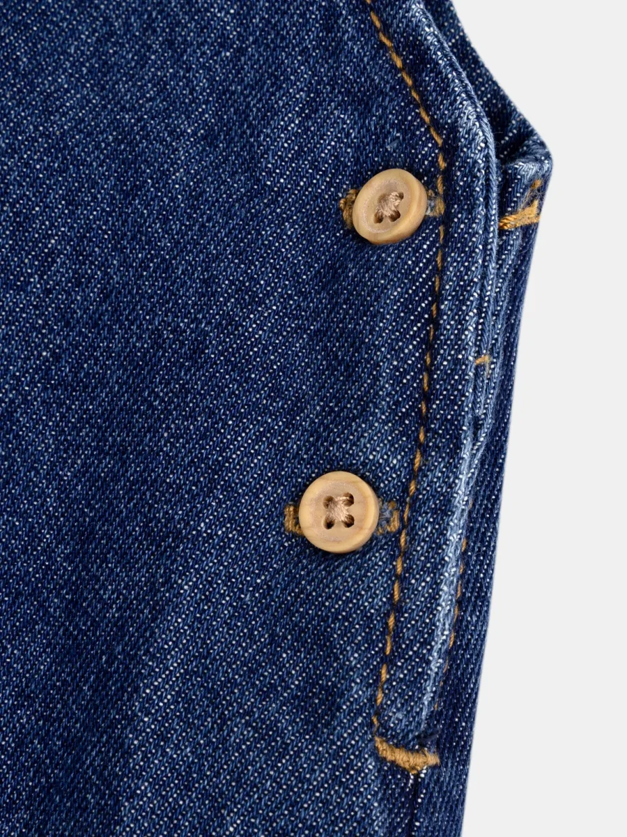 Macaco em denim bordado "ARTY SCHOOL" para menina - Image 7