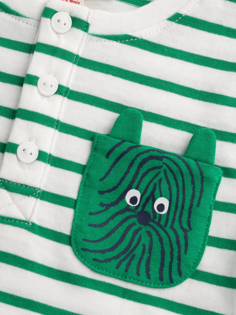 T-shirt riscada com gola tunisina "ARTY SCHOOL" para menino bebé - Image 3