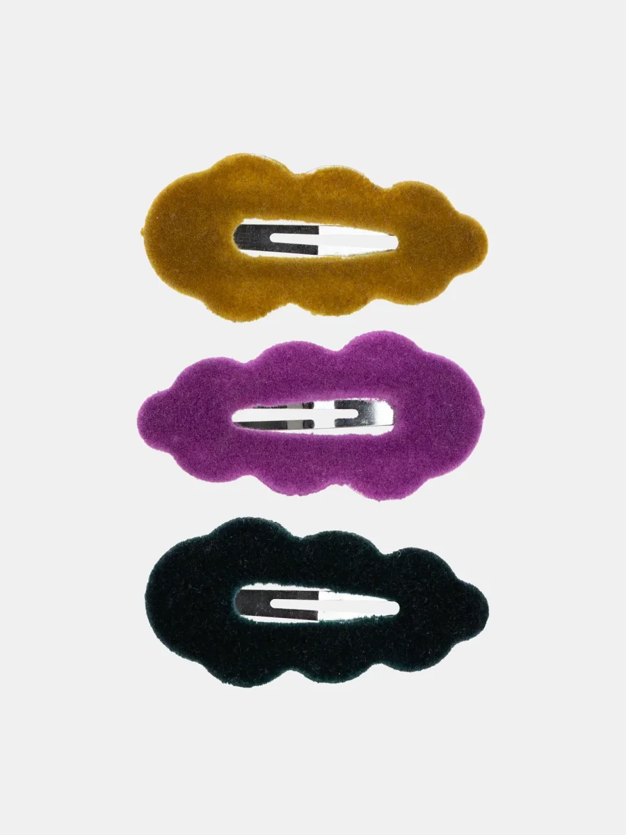 Conjunto de 3 ganchos de cabelo multicoloridos em formas orgânicas para meninas - Image 2