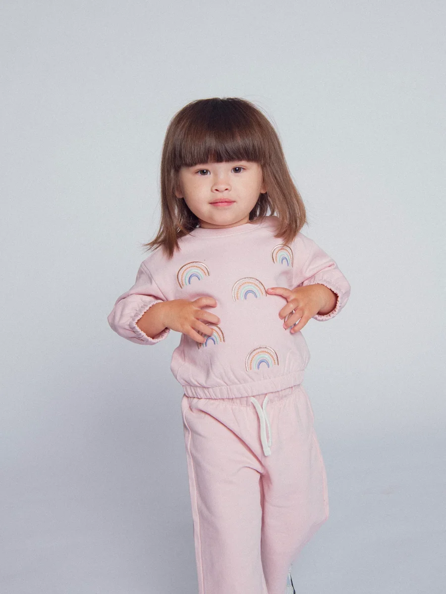 Conjunto de fato de treino e calças rosa "RAINBOW" para menina - Image 6