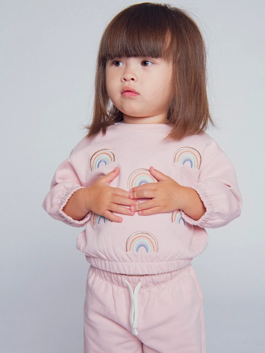 Conjunto de fato de treino e calças rosa "RAINBOW" para menina - Image 5