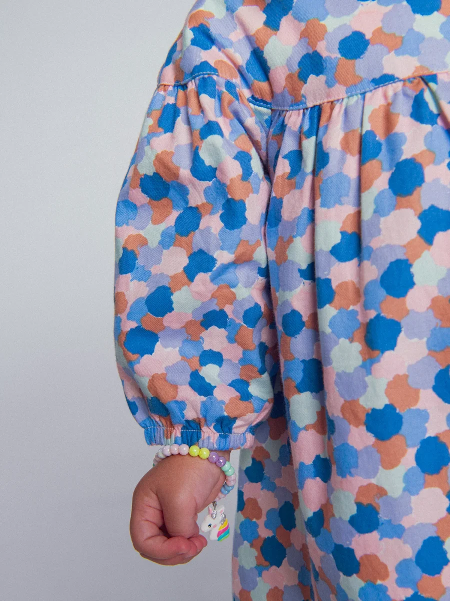 Vestido estampado com gola de volantes para menina - Image 6