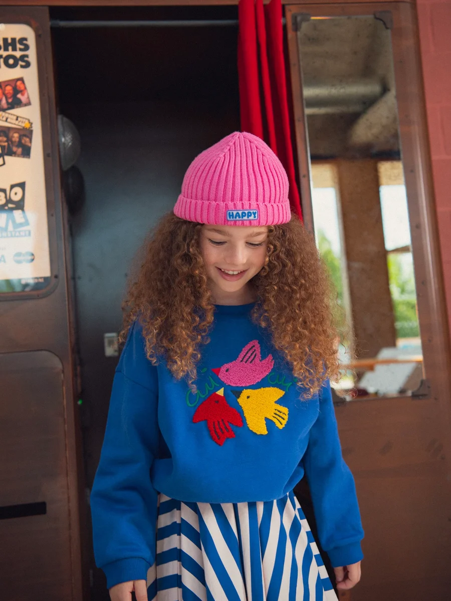 Sweatshirt azul com animação de pássaros para meninas - Image 4
