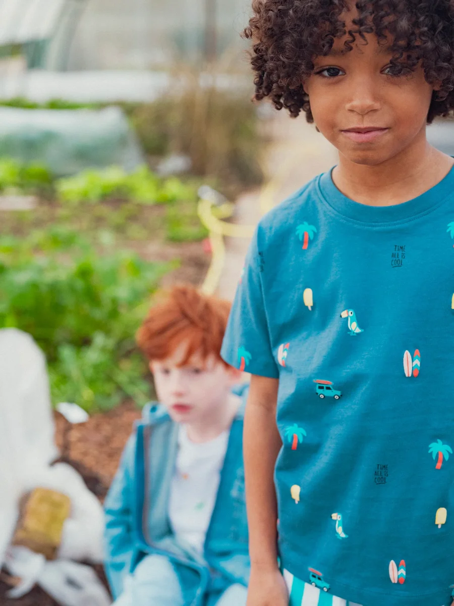 T-shirt bleu imprimé d'été pour garçon - Image 3