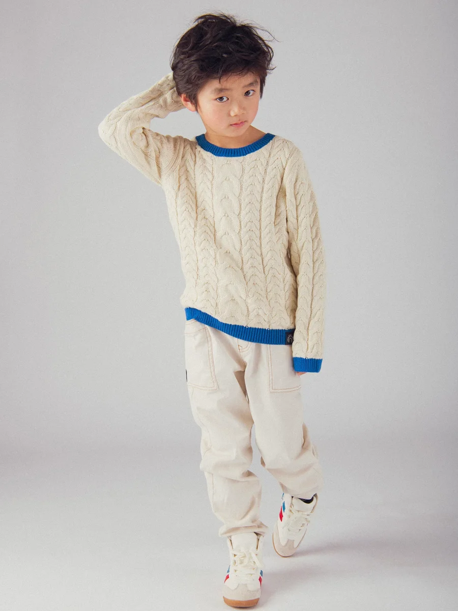 Pullover Bege com Detalhes Azuis para Meninos - Image 3