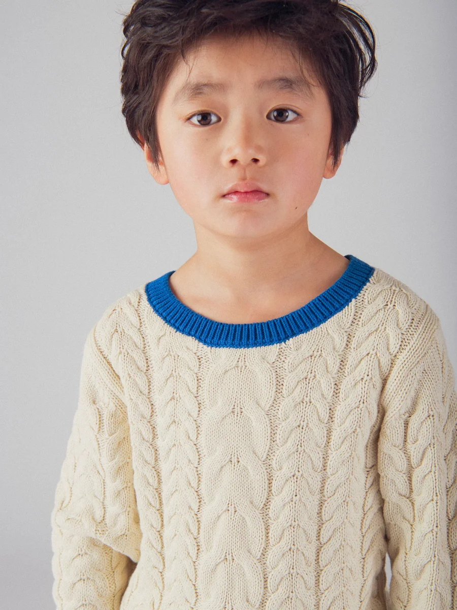 Pullover Bege com Detalhes Azuis para Meninos - Image 5