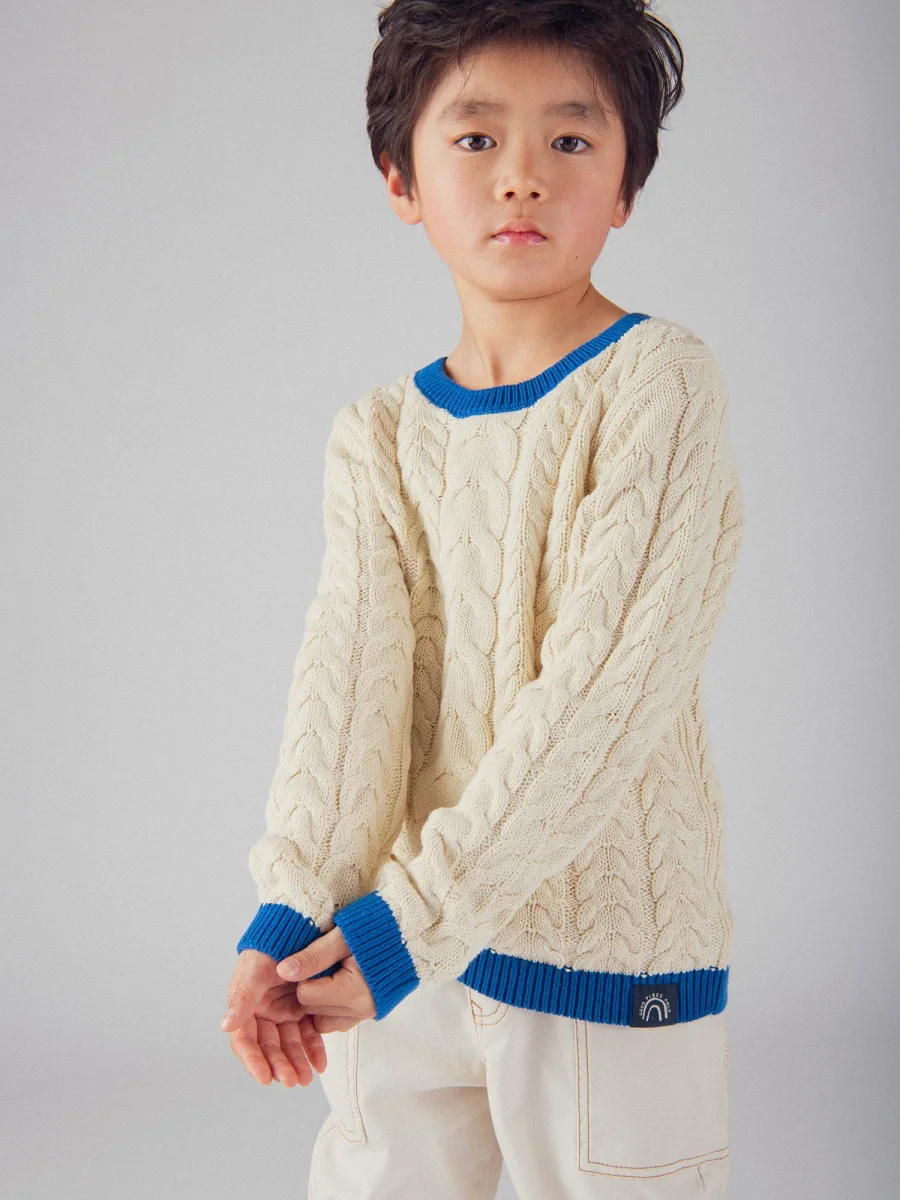 Pullover Bege com Detalhes Azuis para Meninos - Image 4