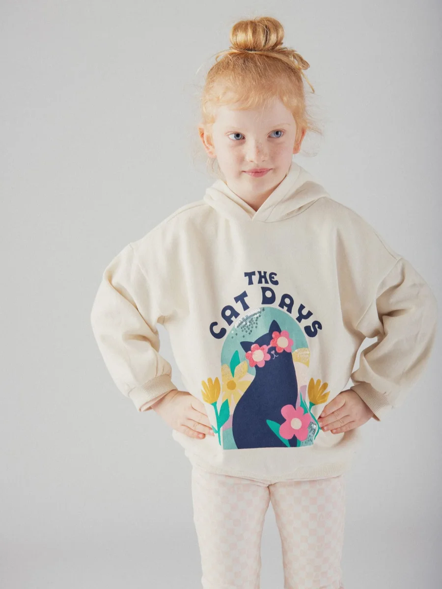Sudadera com capuz e animação de gato para meninas - Image 4