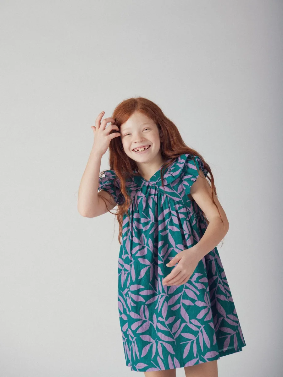 Robe verte à imprimé floral pour fille - Image 4
