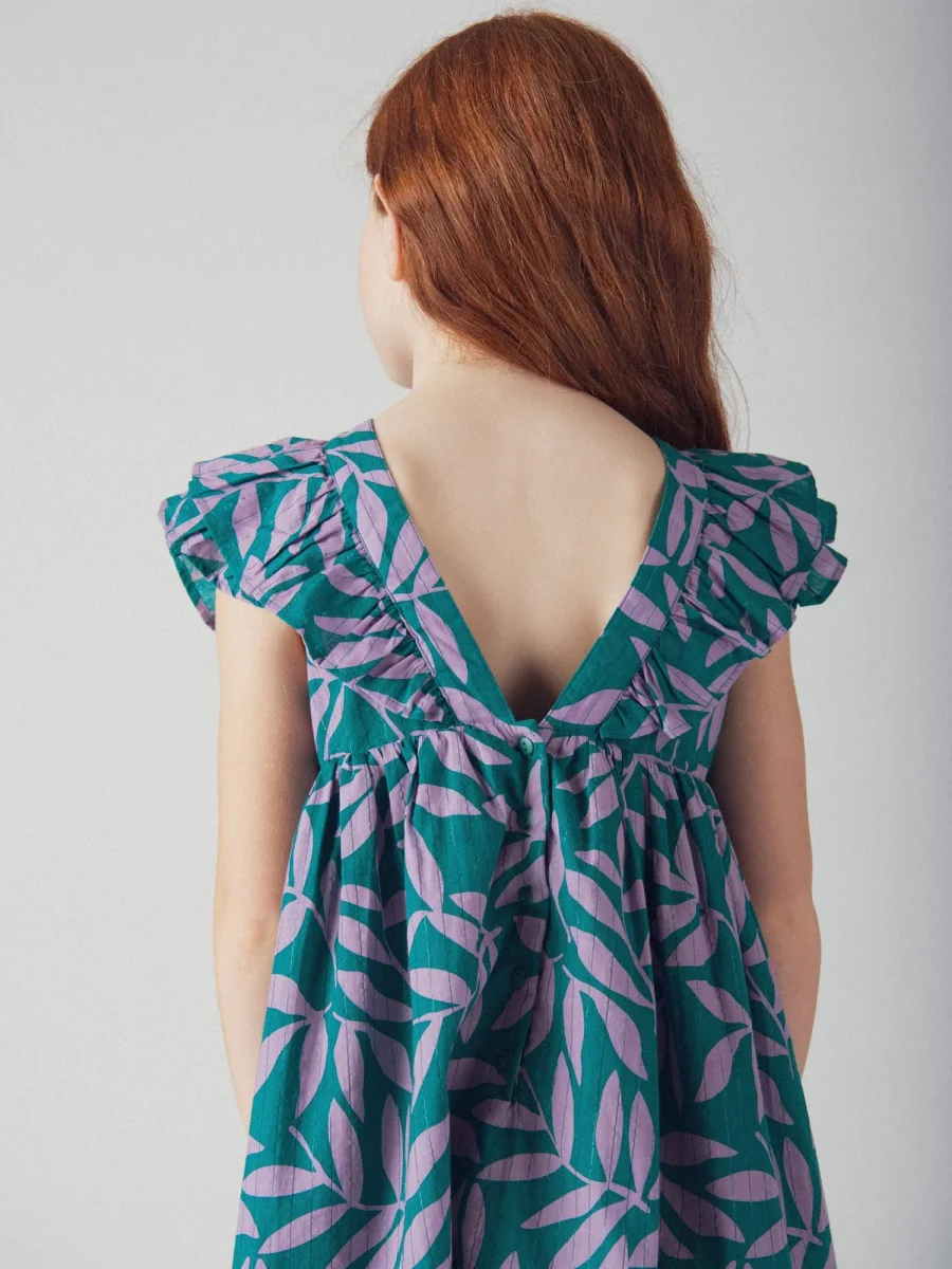Robe verte à imprimé floral pour fille - Image 6