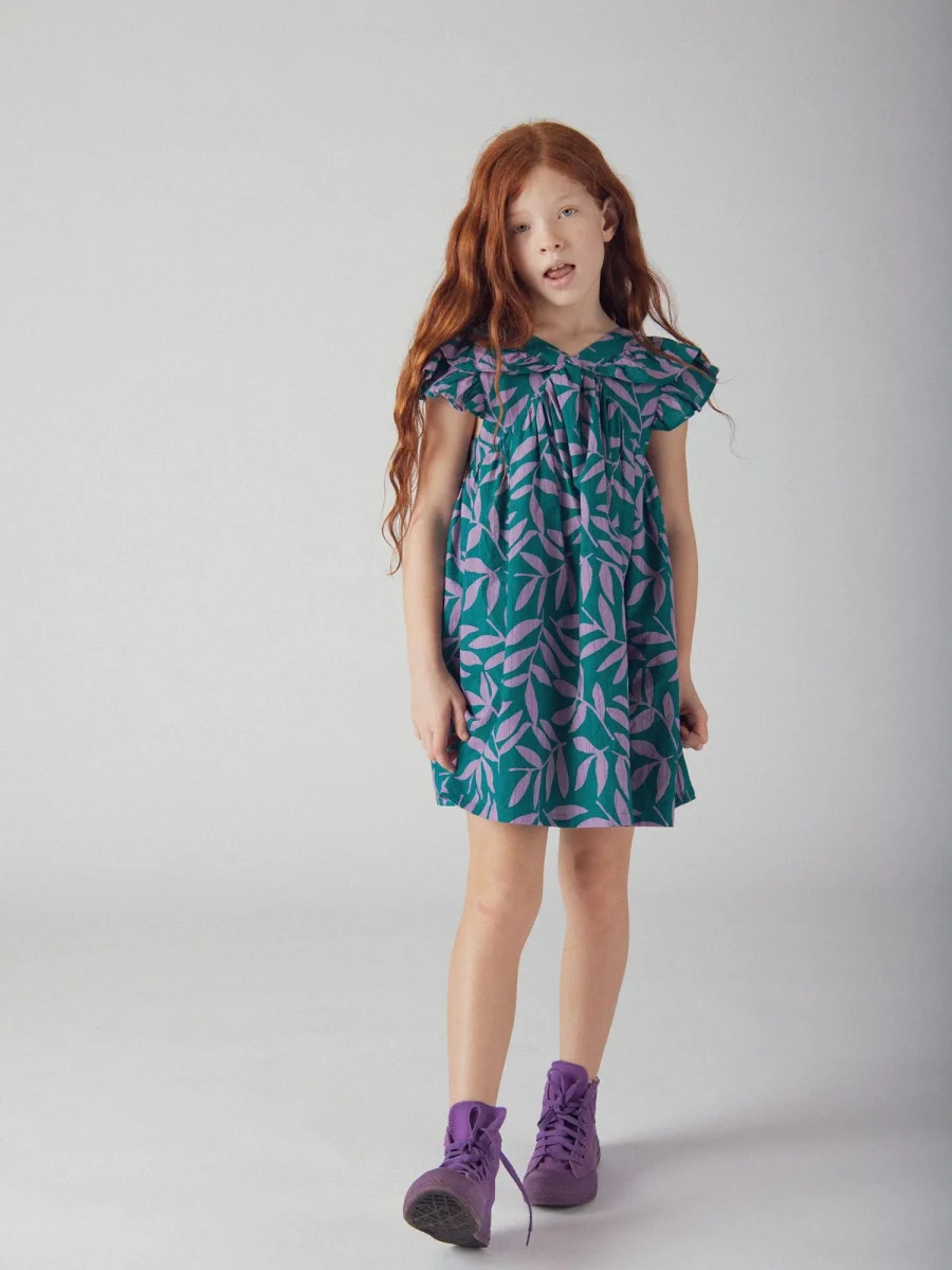Robe verte à imprimé floral pour fille - Image 3